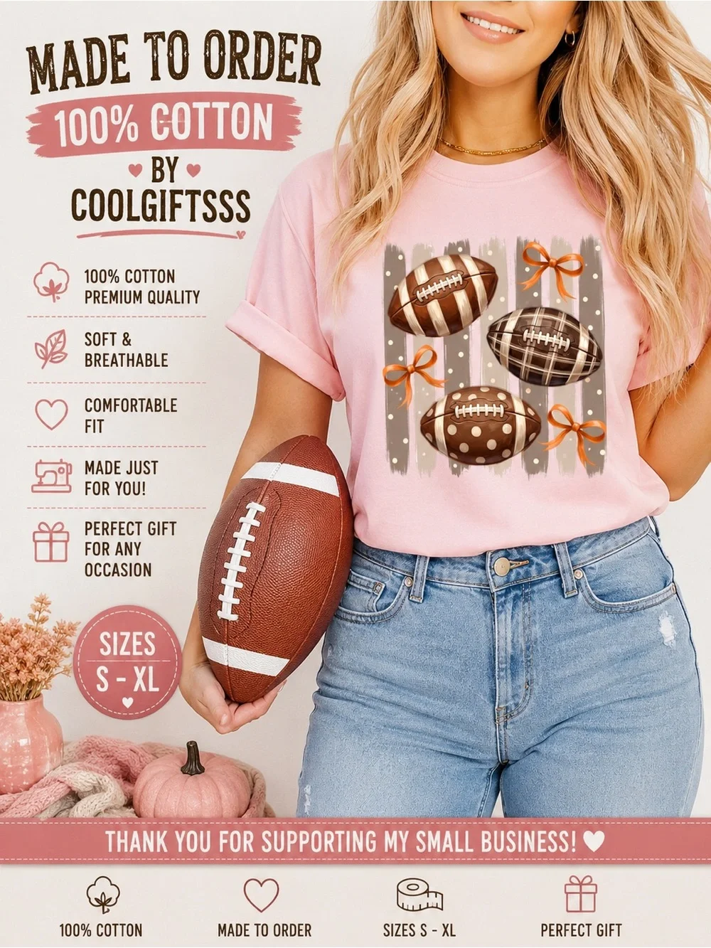 Football season t-shirt trending colors polka dots new S M L XL